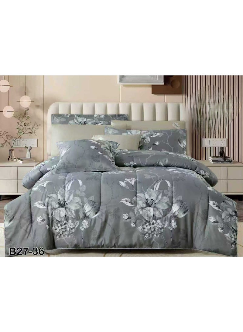 SFT Luxury summer double bed sheet set made of microfiber material, 8 pieces: 1 quilt 260*240cm, 1 sheet 200*200cm, 4 pillowcases 50*75cm, 2 cushion covers 45*45cm. - Image 1